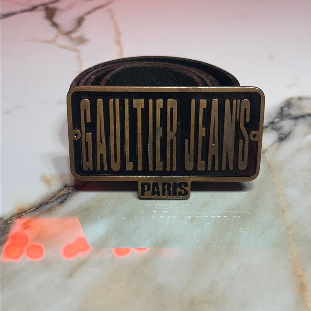Jean Paul Gaultier Brown Belt with Bronze Buckle